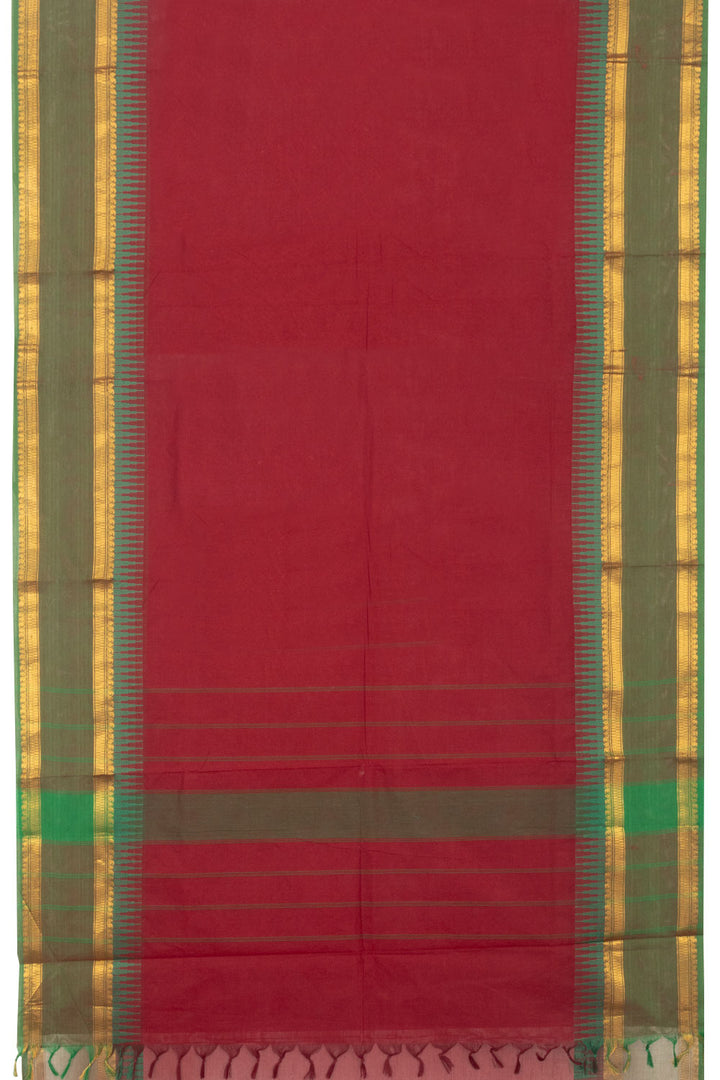 Red Handwoven Kanchi Cotton Saree - Avishya