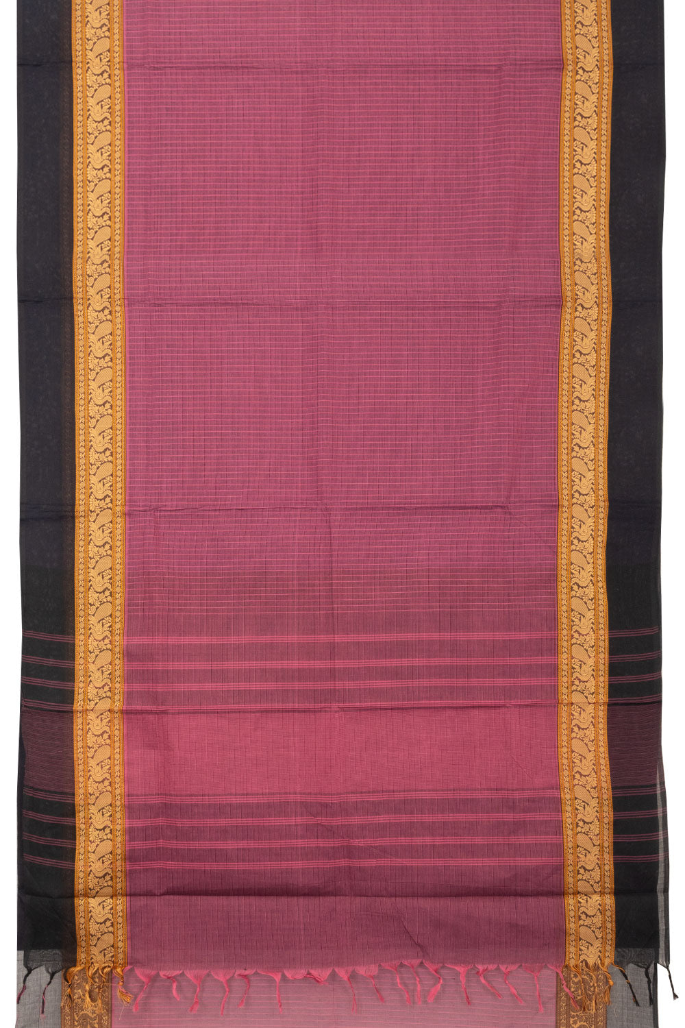 Pink Handwoven Kanchi Cotton Saree - Avishya