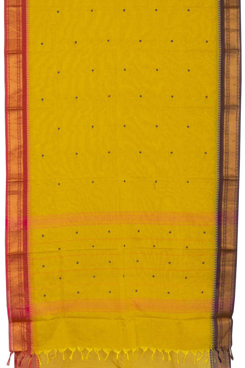 Yellow Handwoven Kanchi Cotton Saree-Avishya