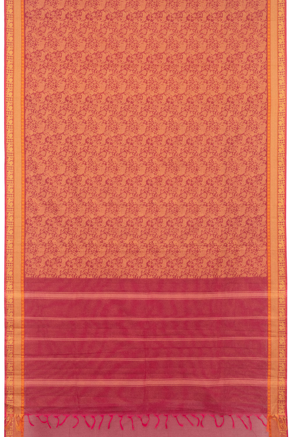 Pink Vanasingaram Handwoven Kanchi Cotton Saree - Avishya