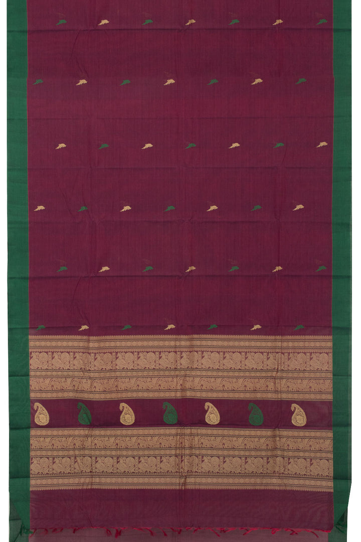 Purple Handwoven Kanchi Cotton Saree -Avishya