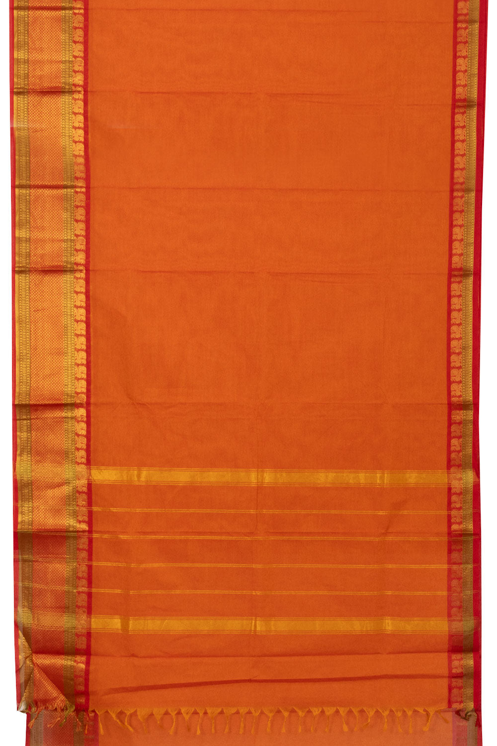 Pumpkin Orange Handwoven Kanchi Cotton Saree-Avishya