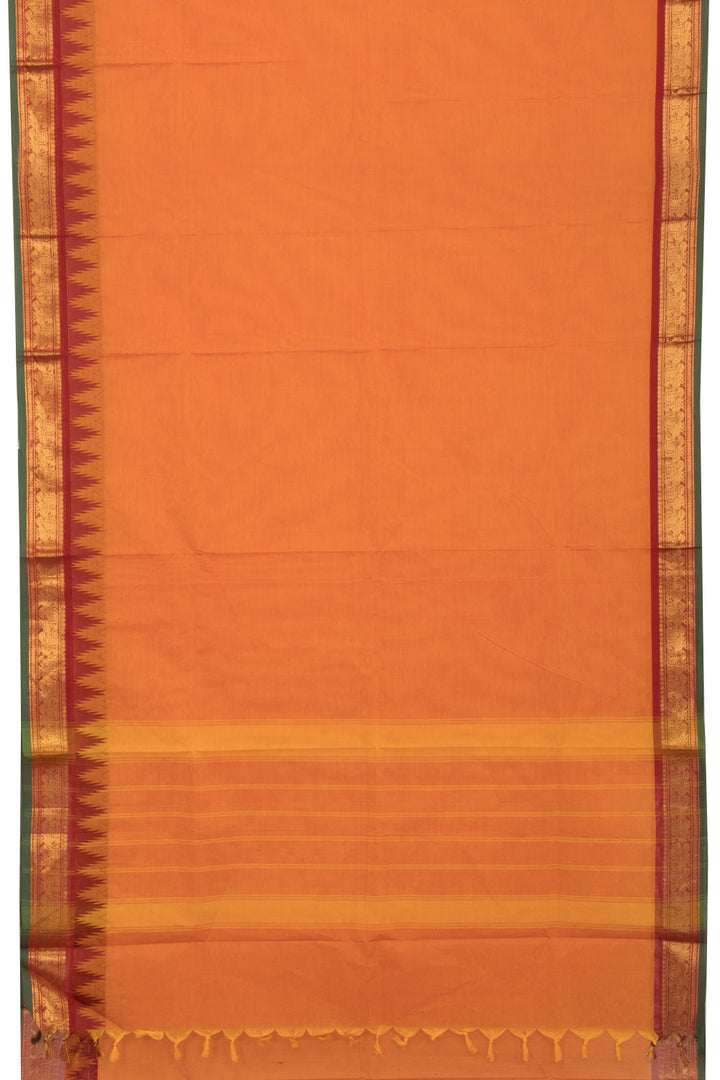 Tiger Yellow Handwoven Kanchi Cotton Saree -Avishya