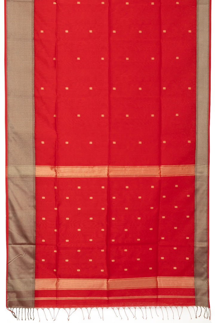 Red Handloom Maheshwari Silk Cotton Saree - Avishya