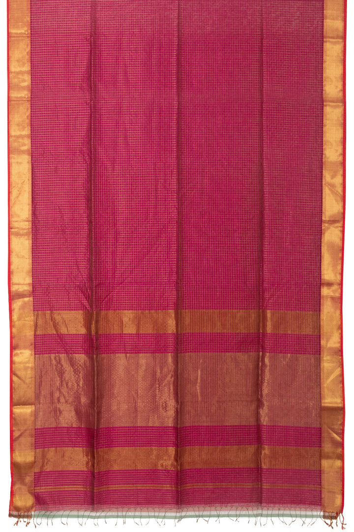 Purple Handloom Maheshwari Silk Cotton Saree - Avishya