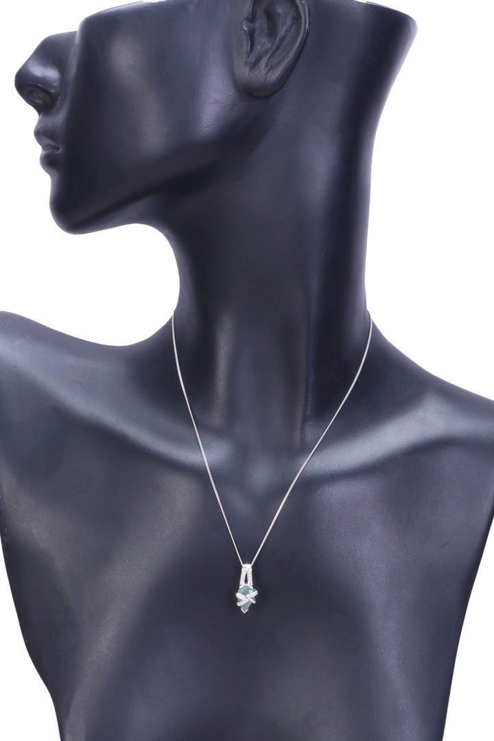 Emerald Silver Necklace Pendant Chain 10067184 - Avishya