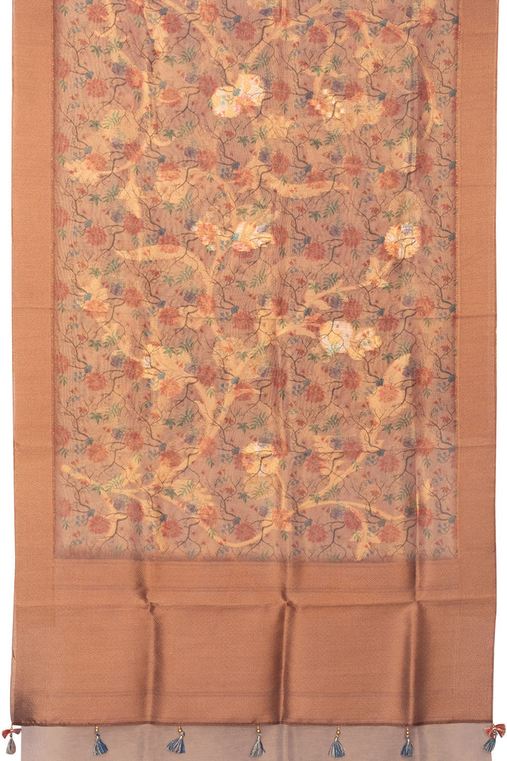 Pink Floral Printed Tissue Organza Saree - Avishya