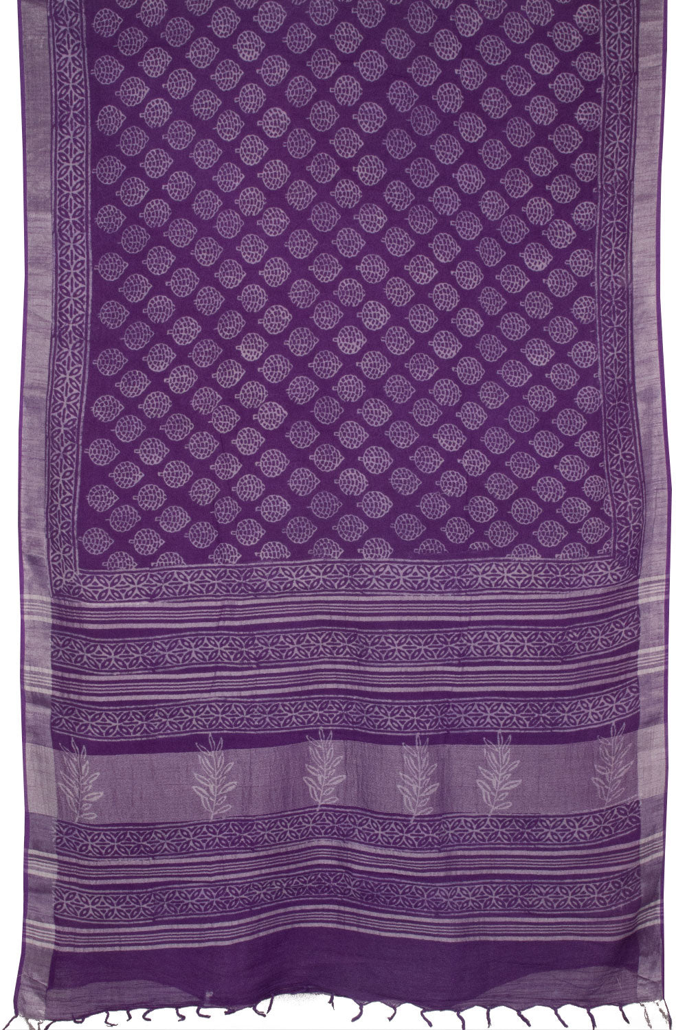 Purple Hand Block Printed linen saree-Avishya