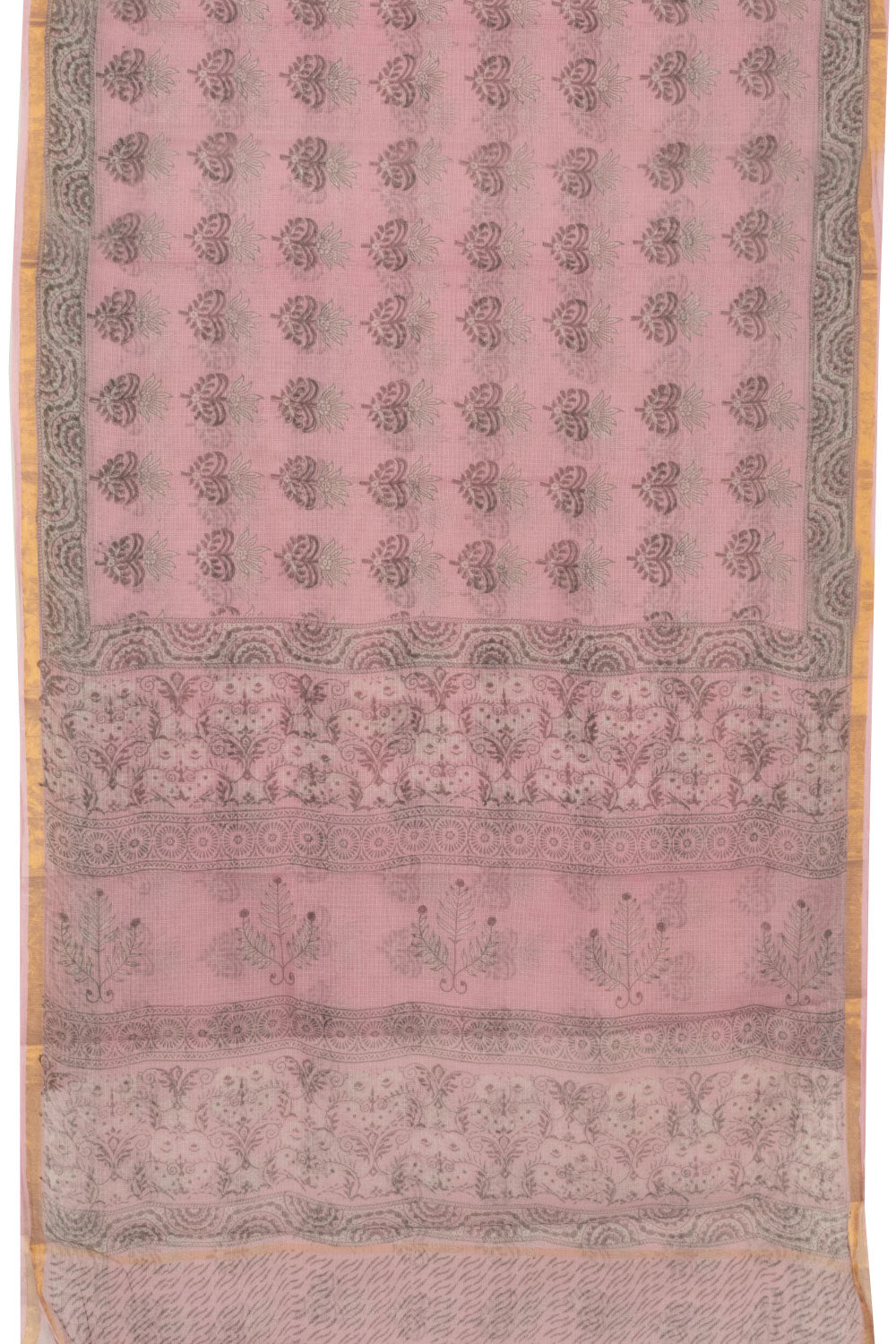 Pink Vanaspathi Hand block Printed Kota Cotton saree - Avishya