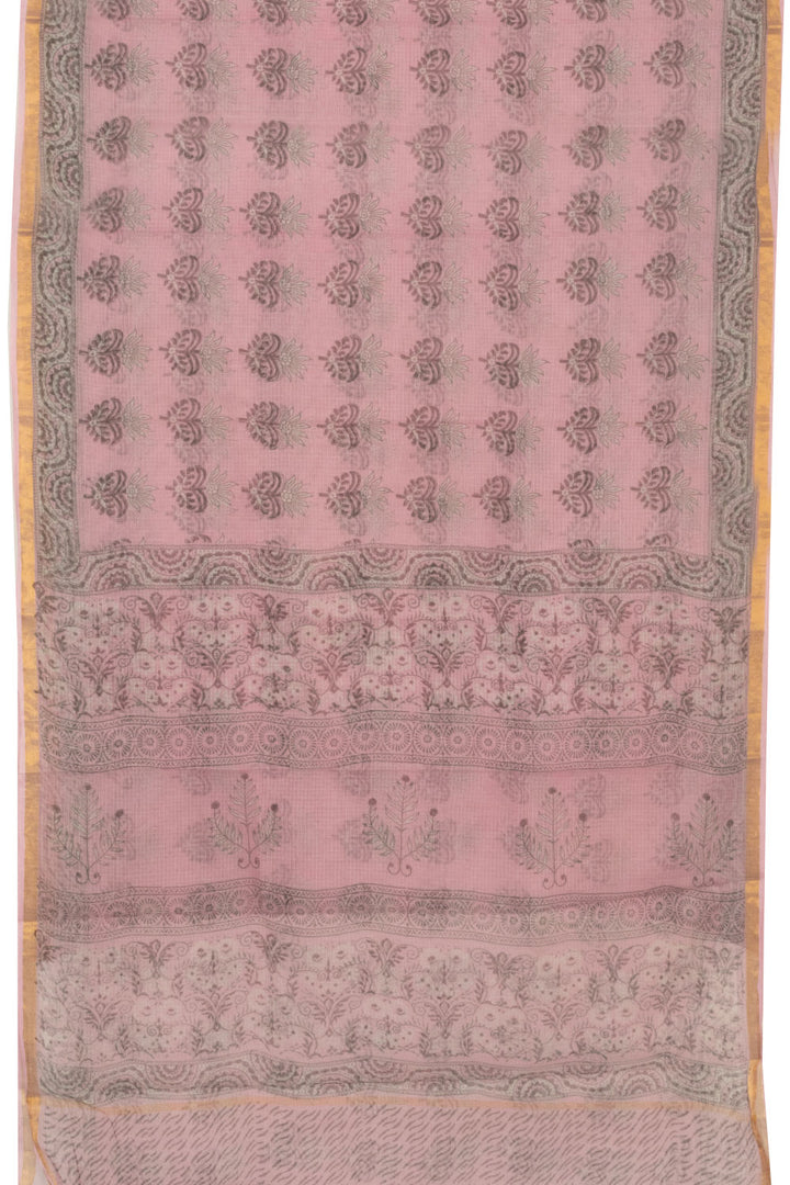 Pink Vanaspathi Hand block Printed Kota Cotton saree - Avishya