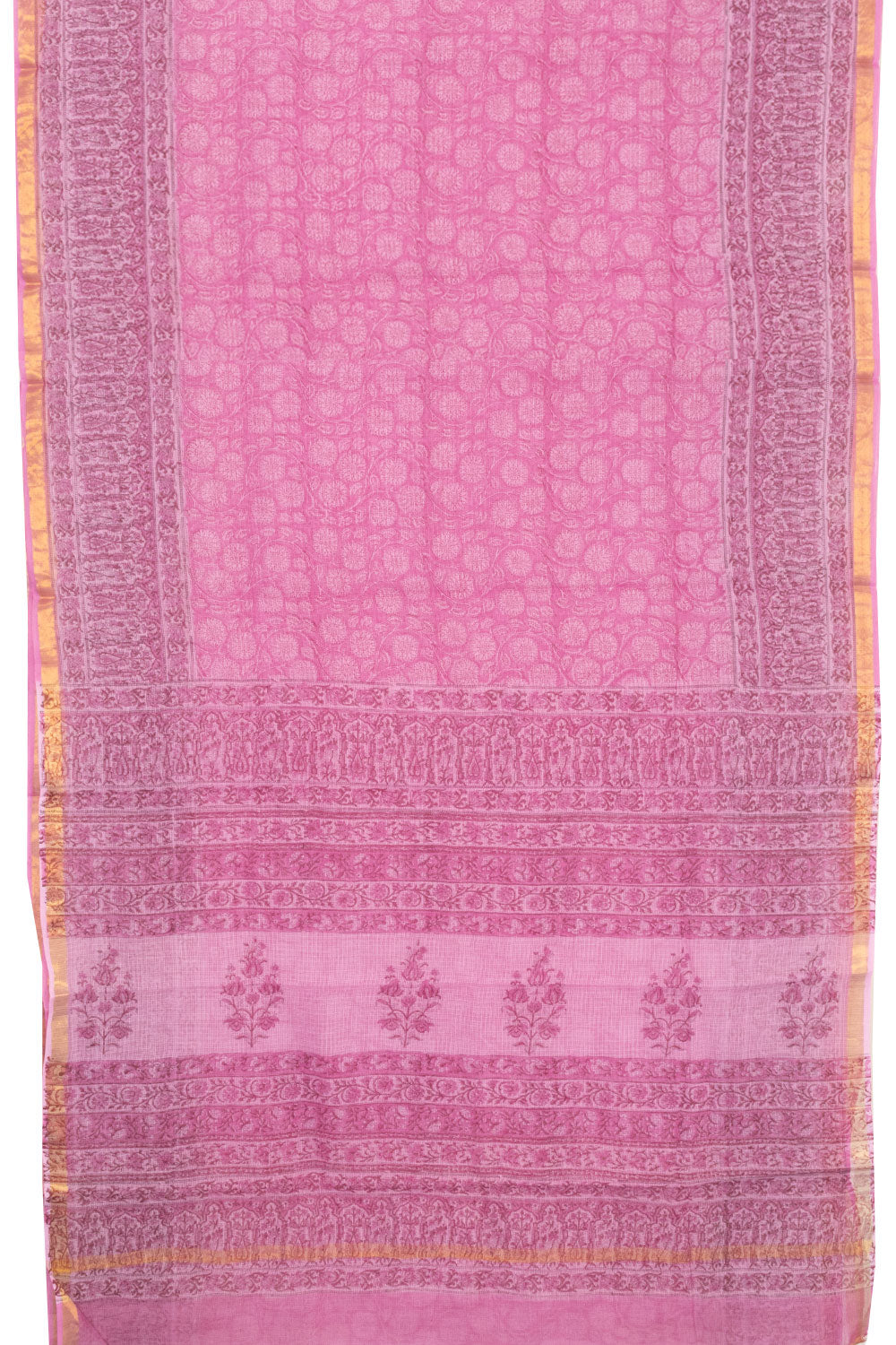 Pink Vanaspathi Hand block Printed Kota Cotton saree - Avishya