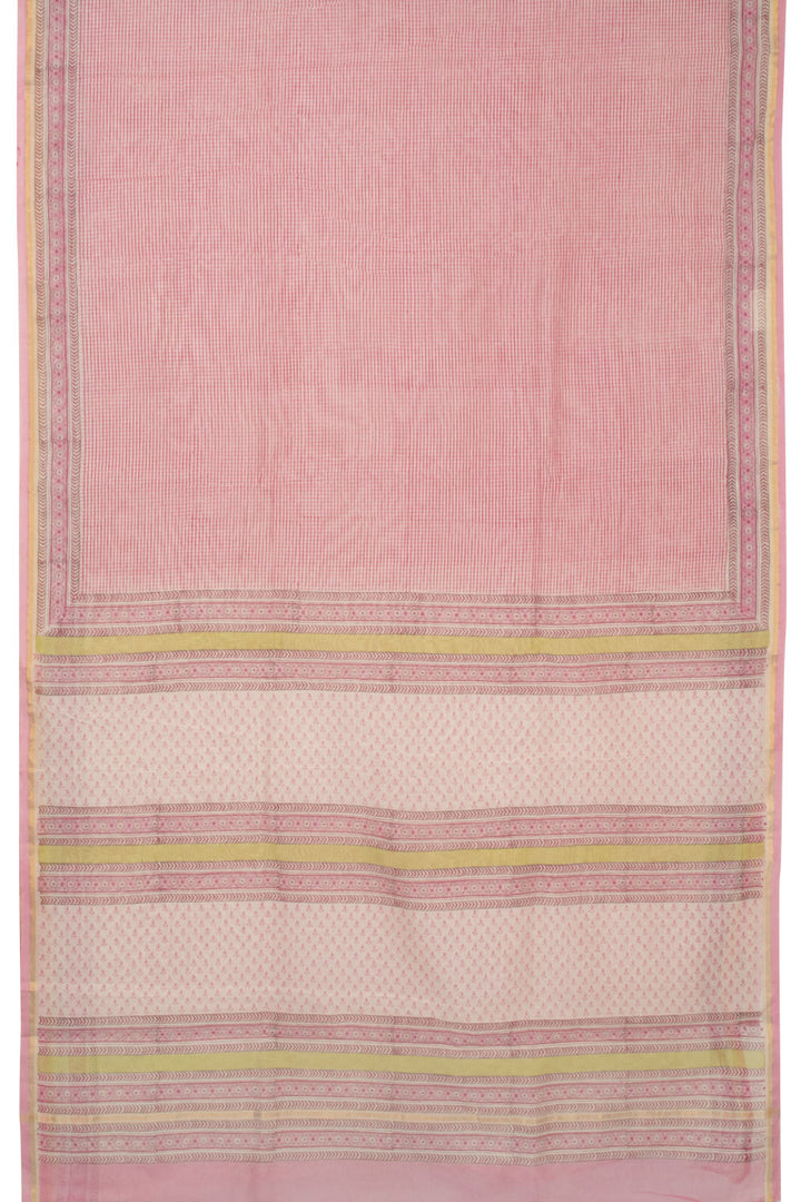 Pink Vanaspathi Hand block Printed Silk Cotton Saree -Avishya