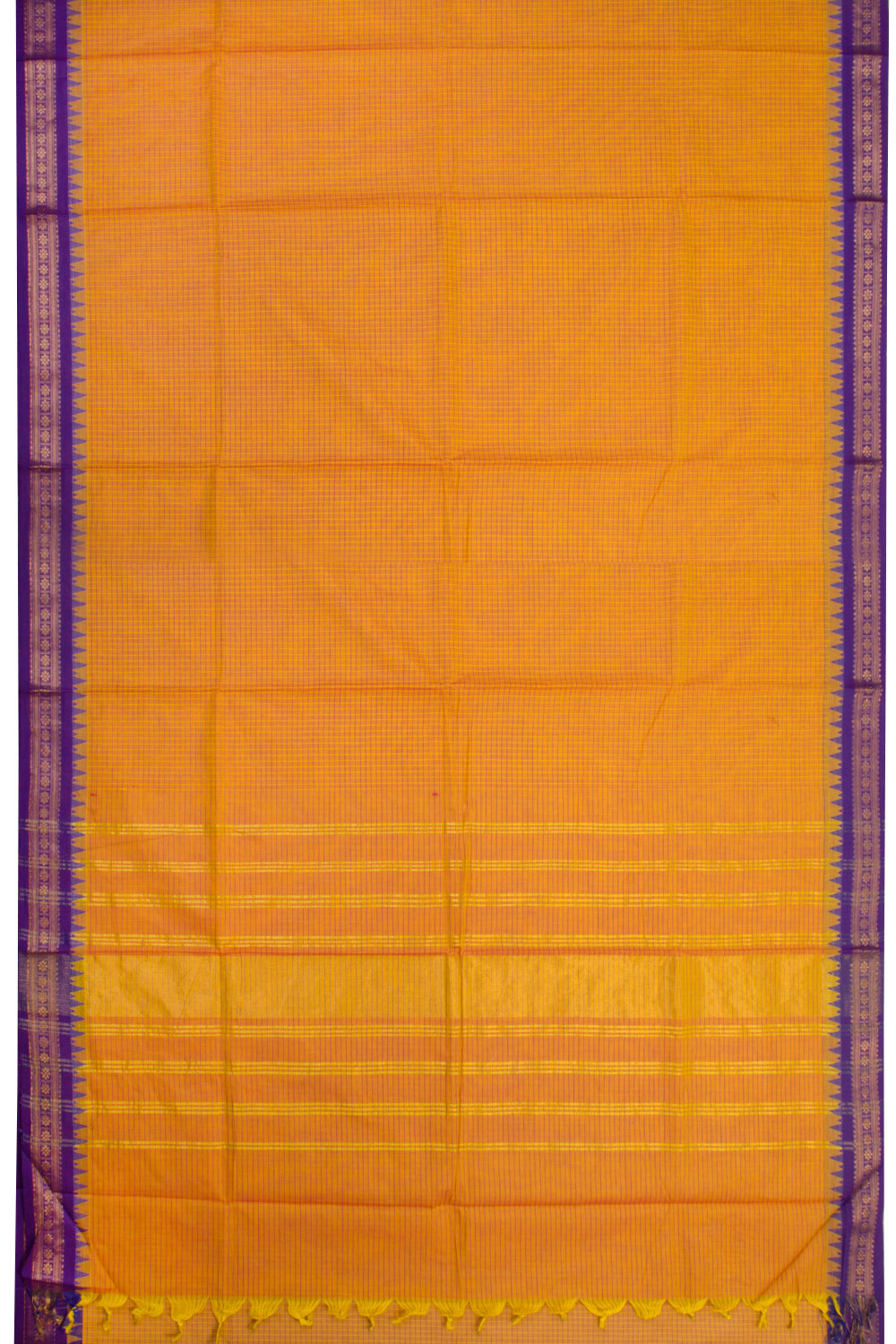 Yellow Handwoven Kanchi Cotton Saree - Avishya