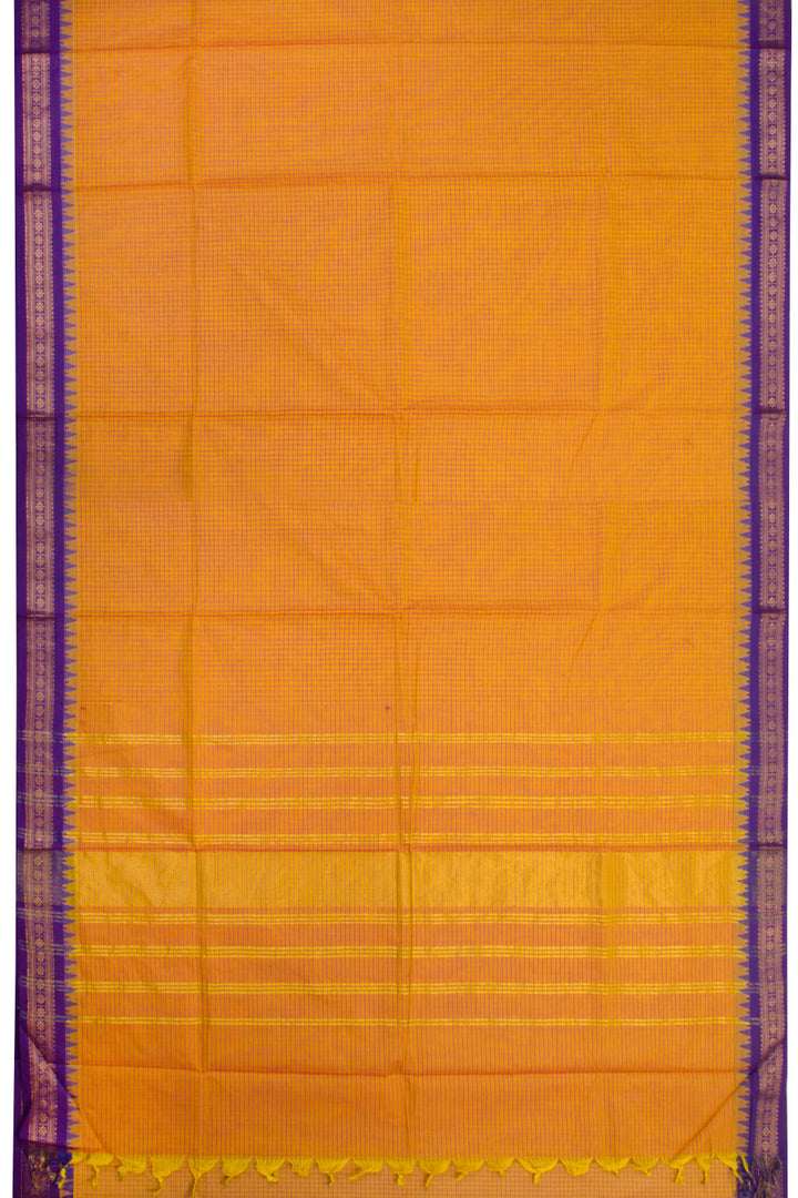 Yellow Handwoven Kanchi Cotton Saree - Avishya