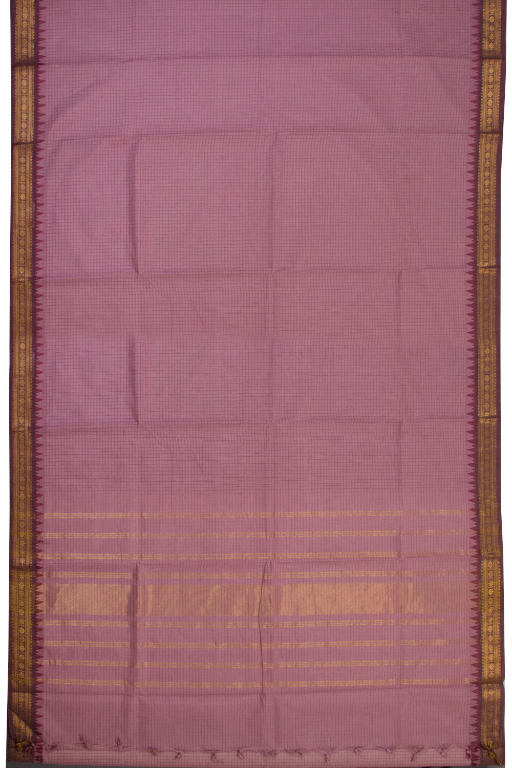 Pink Handwoven Kanchi Cotton Saree - Avishya.com