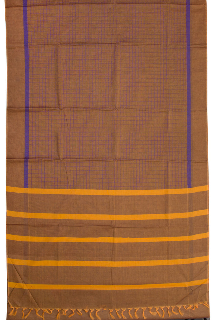 Brown Handwoven Kanchi Cotton Saree - Avishya