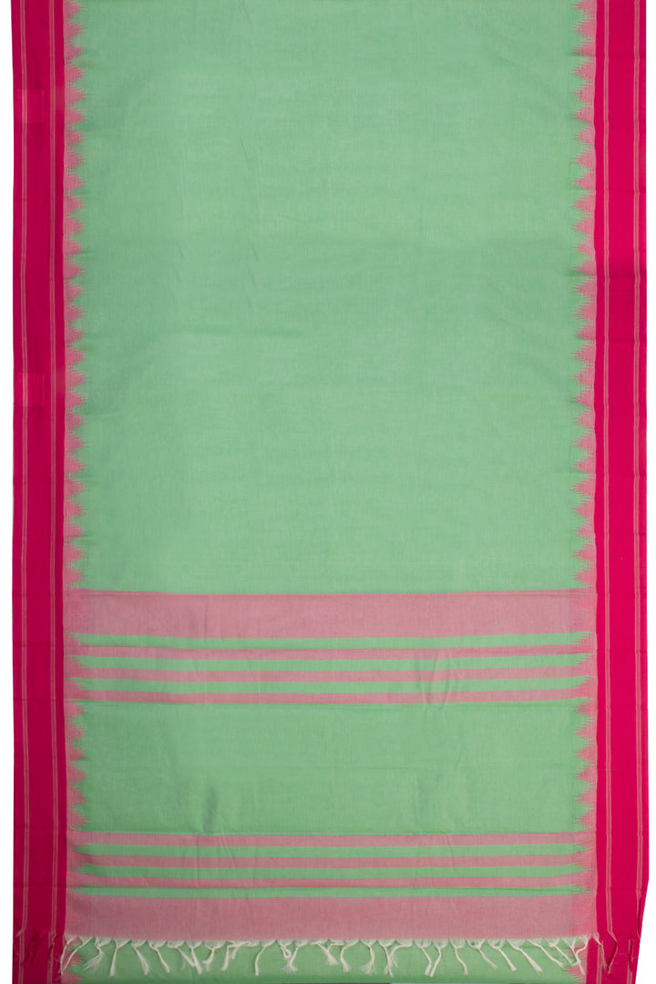 Pistachio Handwoven Kanchi Cotton Saree - Avishya