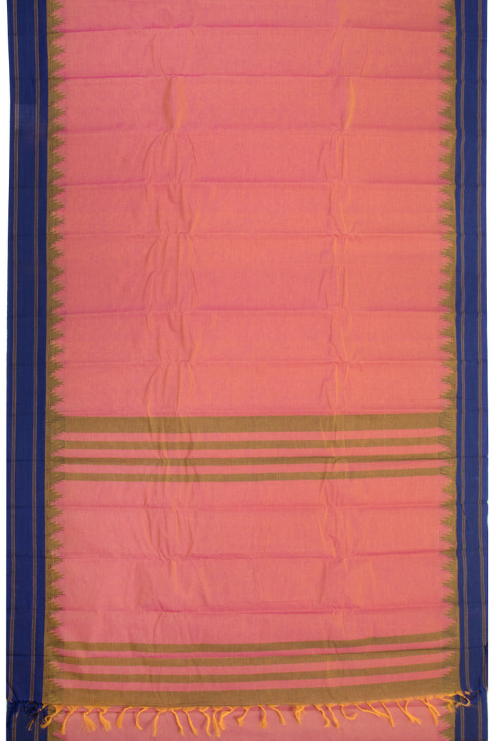 Peach Handwoven Kanchi Cotton Saree - Avishya