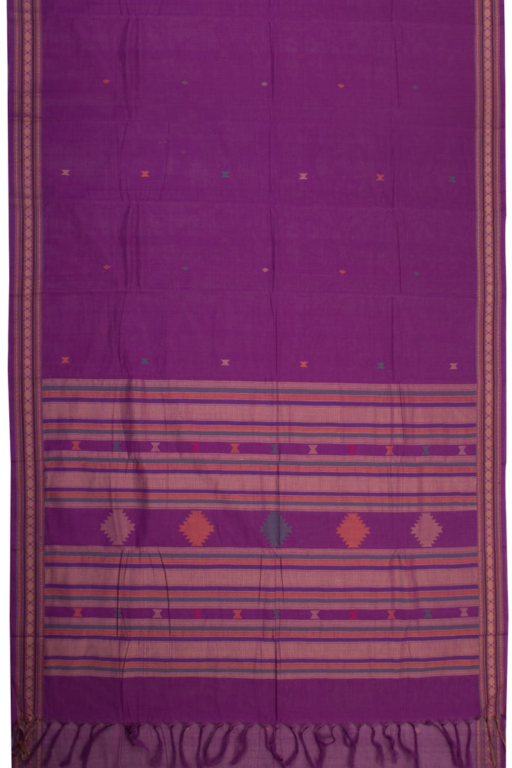 Tyrian purple Handwoven Kanchi Cotton Saree - Avishya