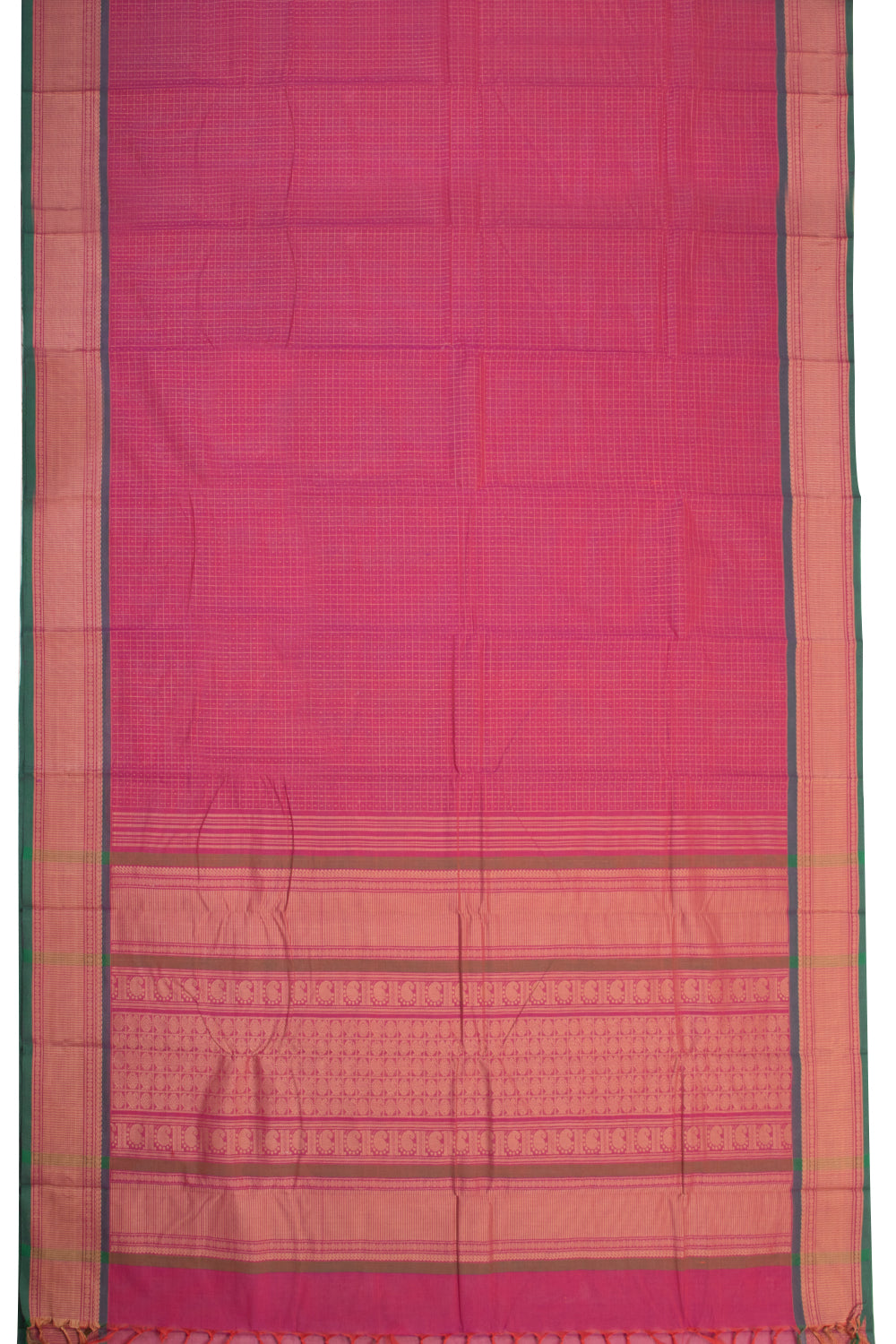 Ruby Red Handwoven Kanchi Cotton Saree - Avishya