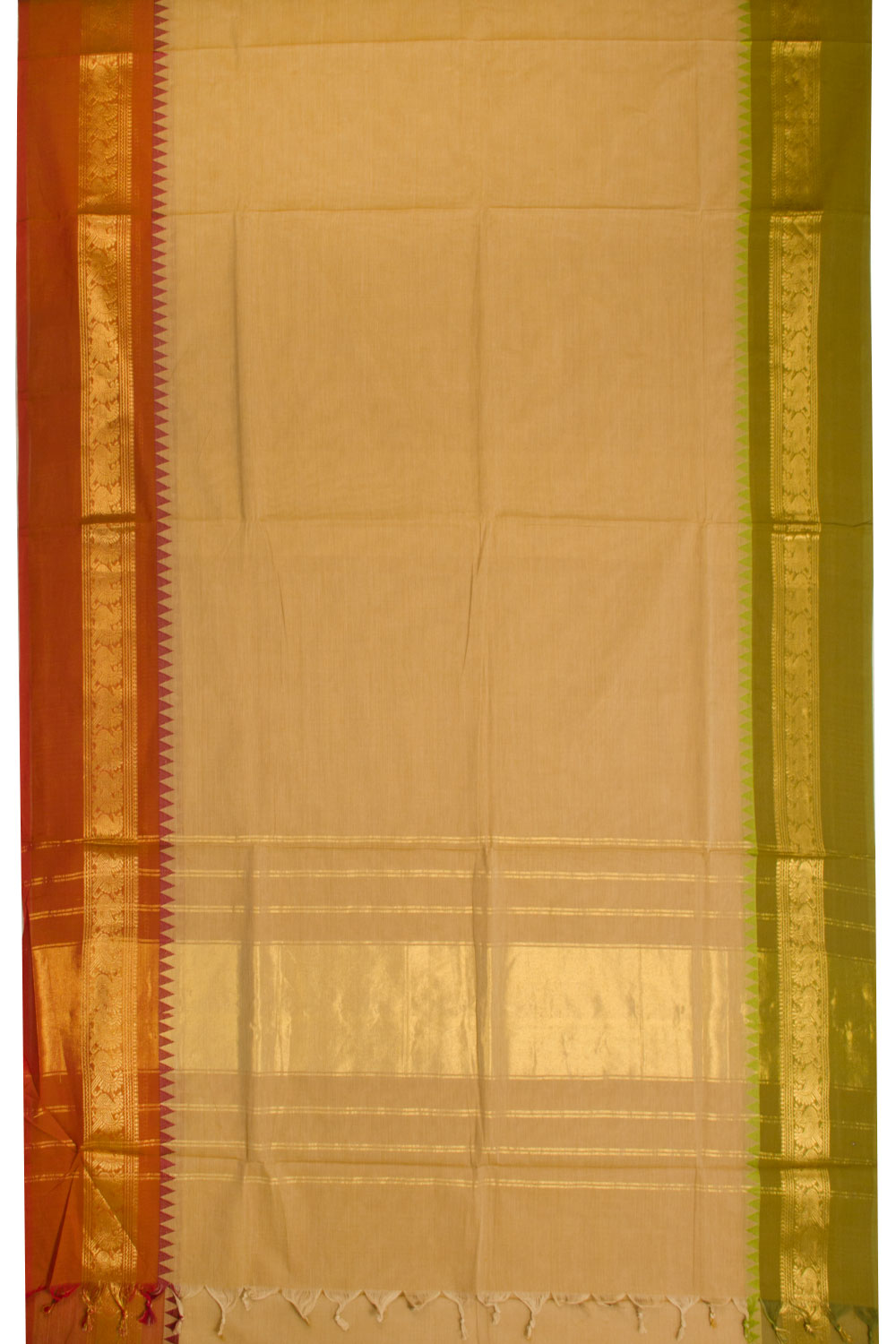 Wheat Beige Handwoven Kanchi Cotton Saree -Avishya