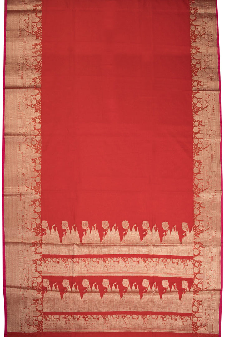 Red Handloom Banarasi Organza Ghat Saree - Avishya