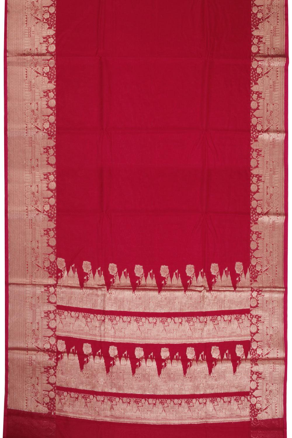 Red Handloom Banarasi Organza Ghat Tissue Saree - Avishya