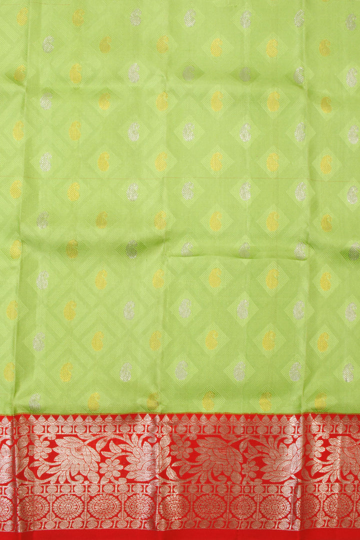 Pastel Green Kanjivaram Pattu Pavadai Material-Avishya