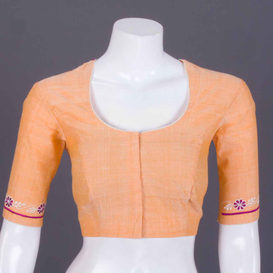 Orange Embroidered Mangalgiri Cotton Blouse - Avishya