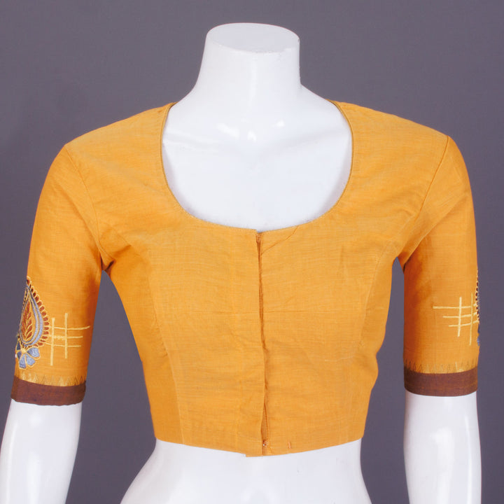 Yellow Embroidered Mangalgiri Cotton Blouse - Avishya