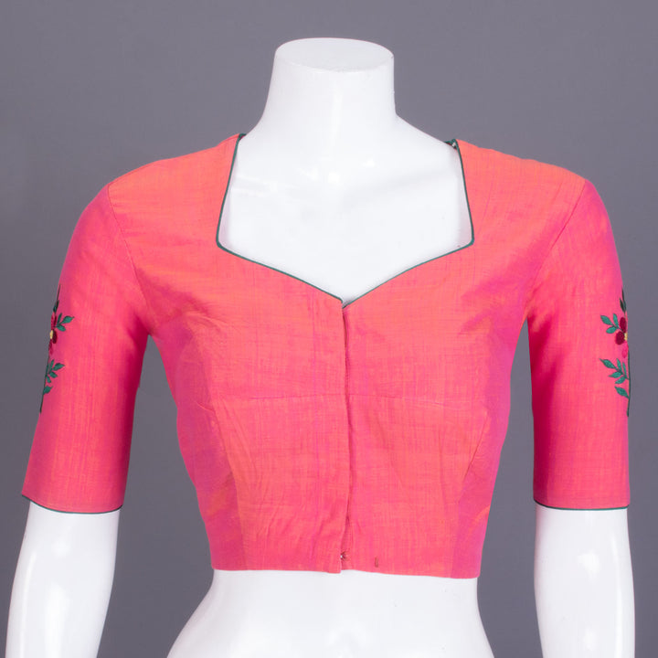 Pink Embroidered Mangalgiri Cotton Blouse - Avishya