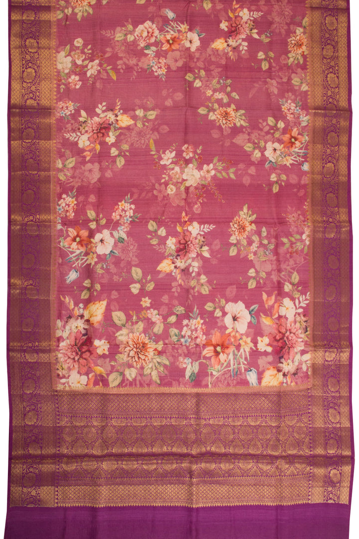 Violet Printed Banarasi Tussar Silk Saree - Avishya