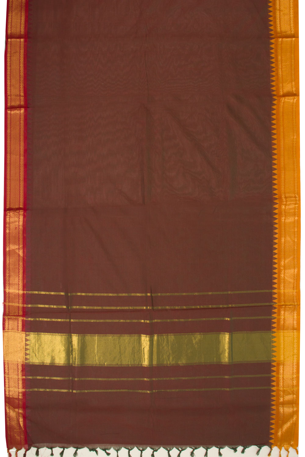 Brown Handwoven Kanchi Cotton Saree 10068473 - Avishya