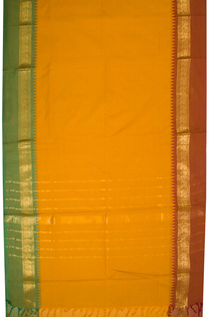Yellow Handwoven Kanchi Cotton Saree 10068479 - Avishya