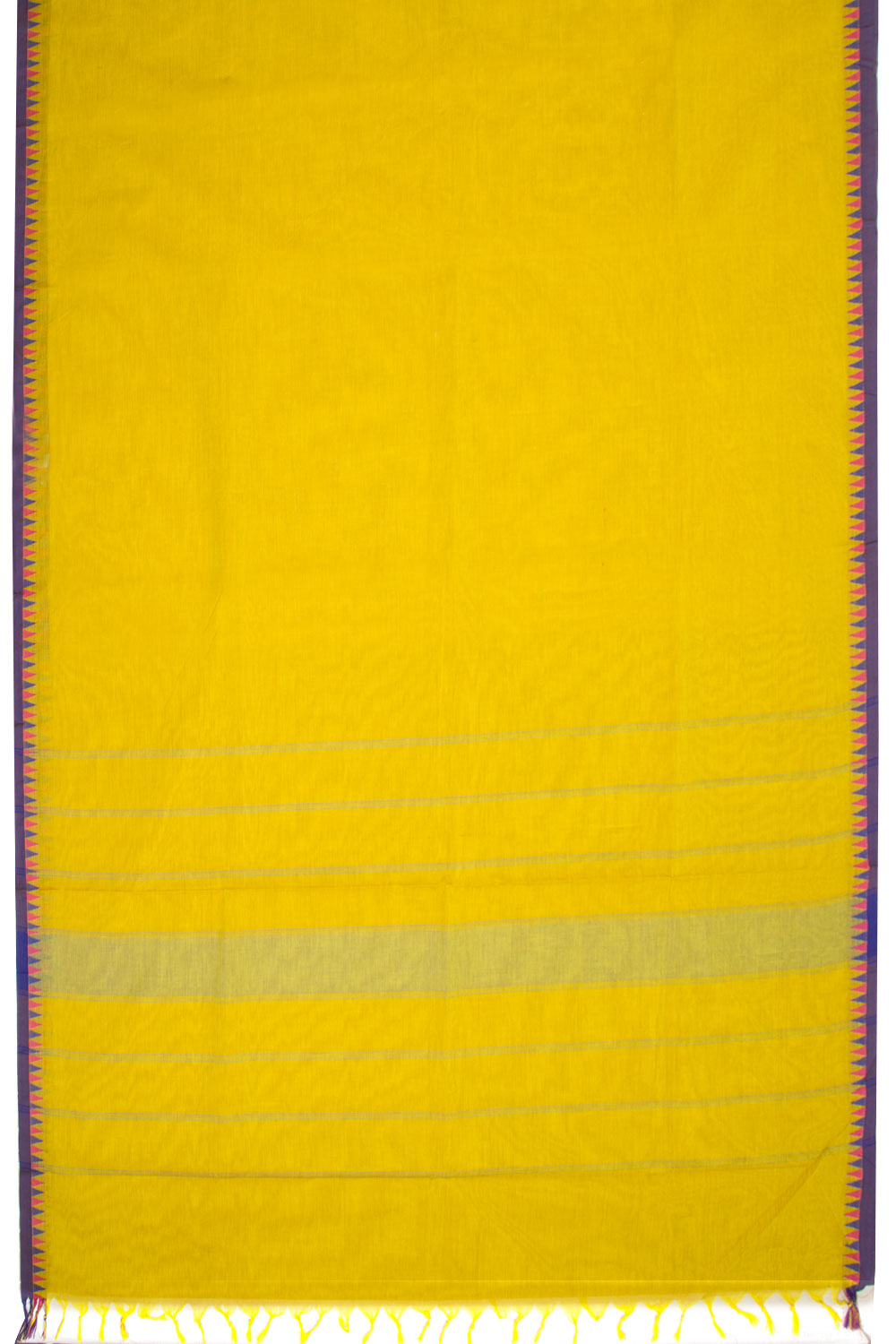 Yellow Handwoven Kanchi Cotton Saree 10068488 - Avishya