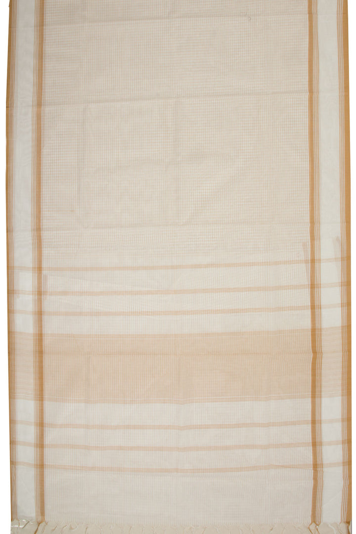 White Handwoven Kanchi Cotton Saree 10068493 - Avishya