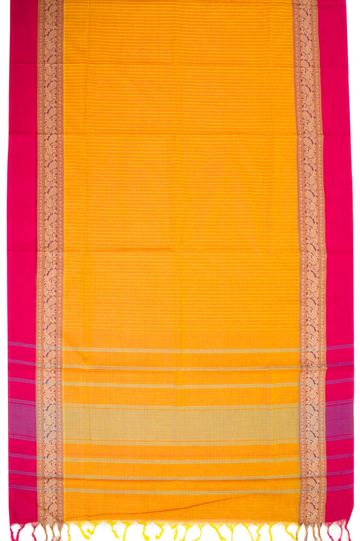 Yellow Handwoven Kanchi Cotton Saree 10068512 - Avishya