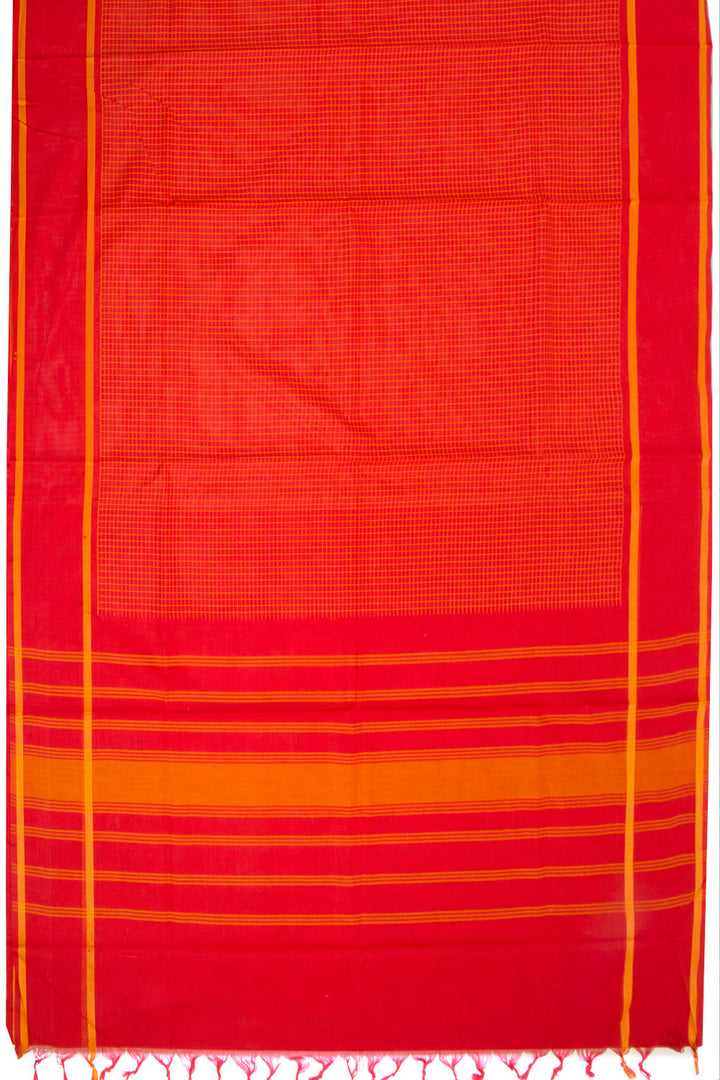 Red Handwoven Kanchi Cotton Saree 10068519 - Avishya