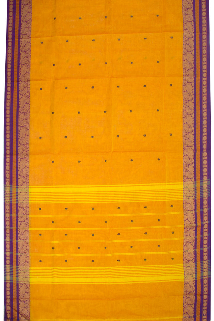 Yellow Handwoven Kanchi Cotton Saree 10068537 - Avishya