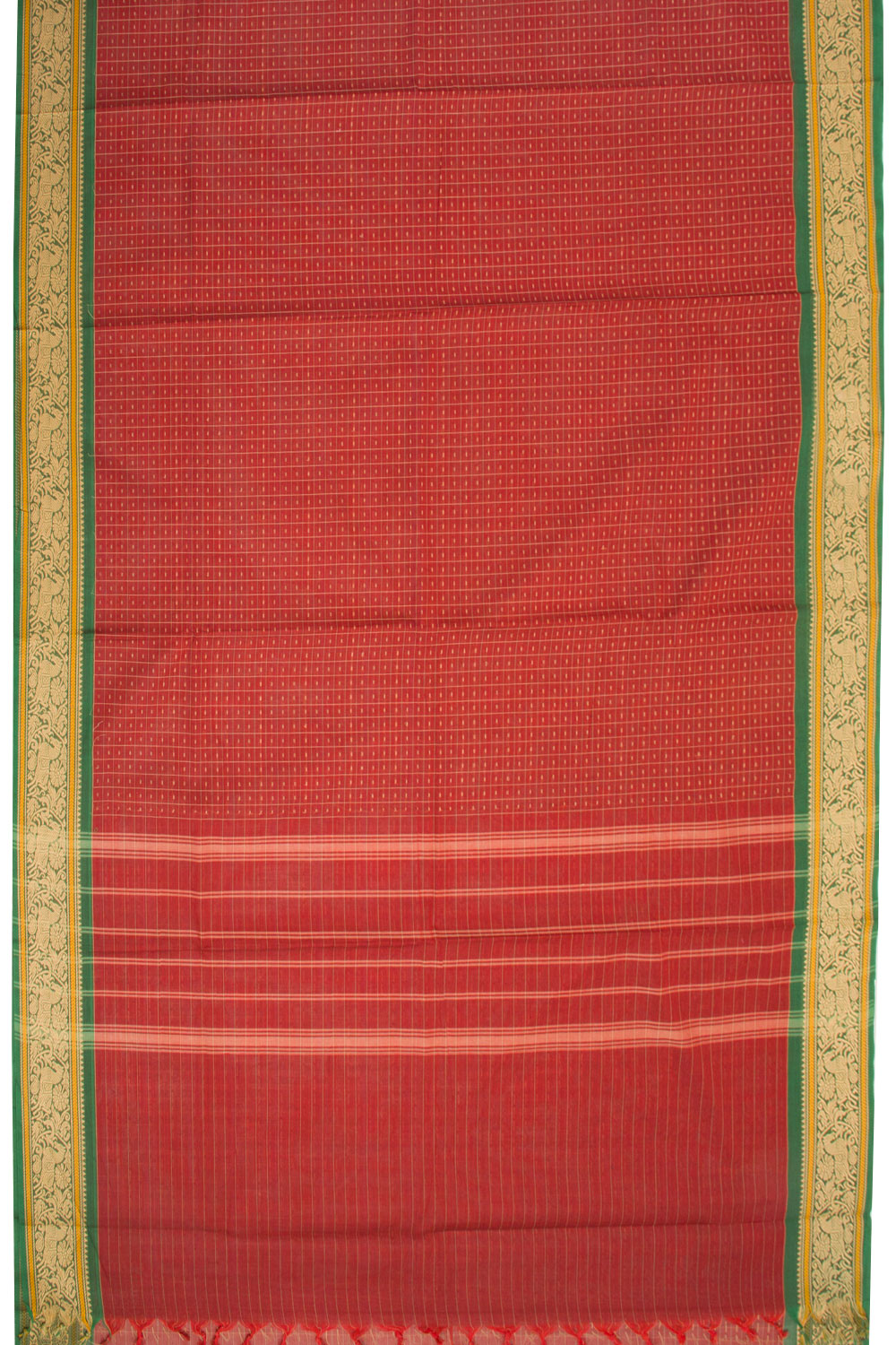 Maroon Handwoven Kanchi Cotton Saree 10068542 - Avishya