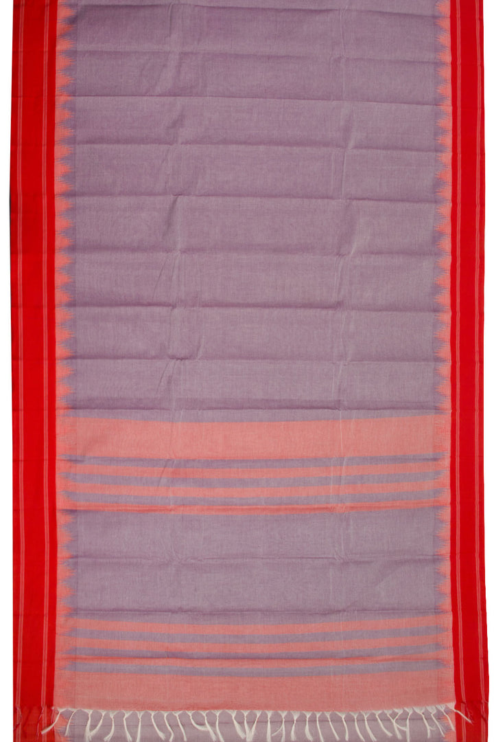 Purple Handwoven Korvai Kanchi Cotton Saree 10068550 - Avishya