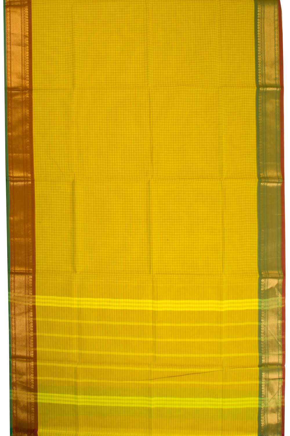 Yellow Handwoven Kanchi Cotton Saree 10068711 - Avishya