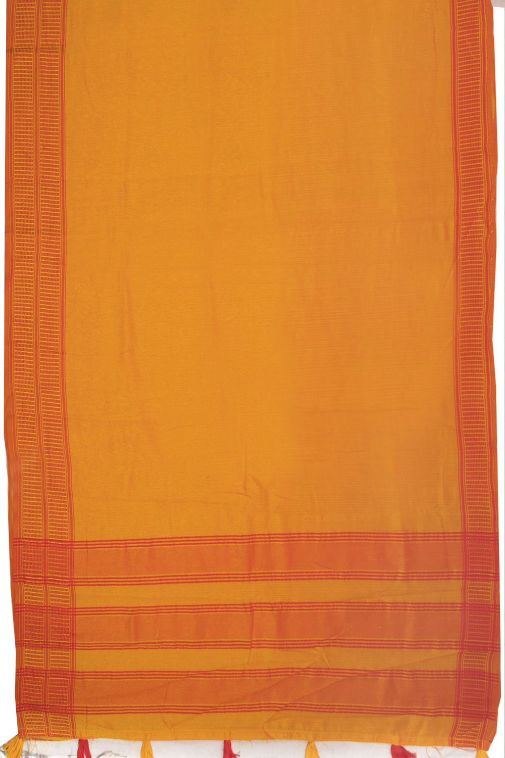 Yellow And Orange Dual Tone Bamboo Silk Saree 10068781