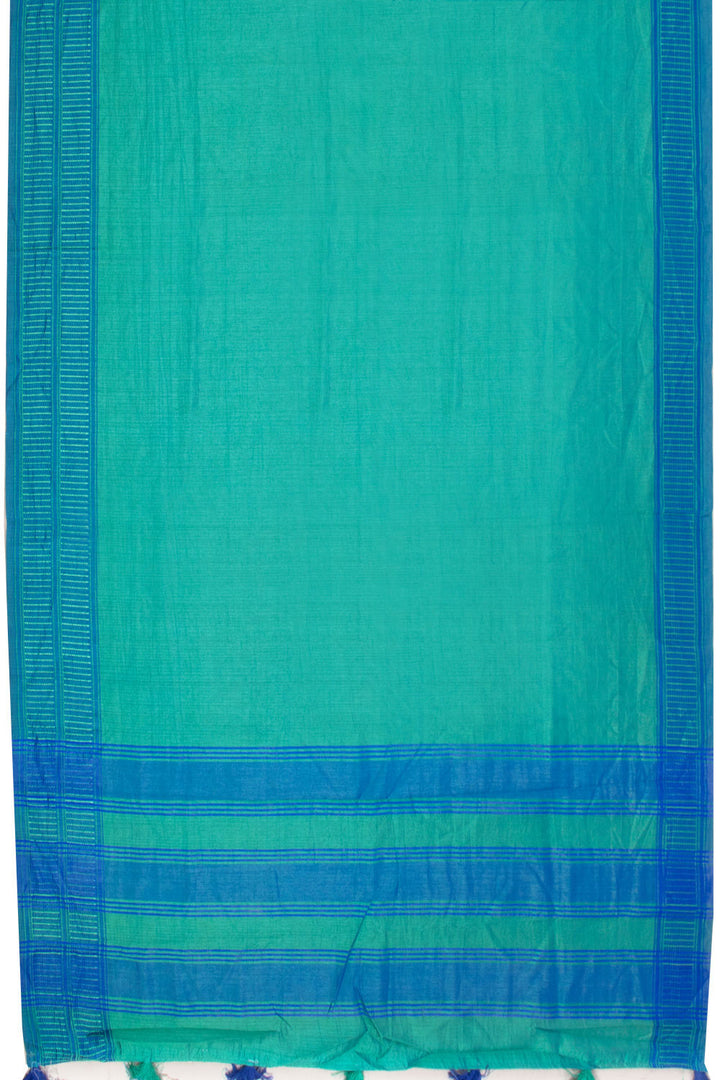 Green And Blue Dual Tone Bamboo Silk Saree 10068782