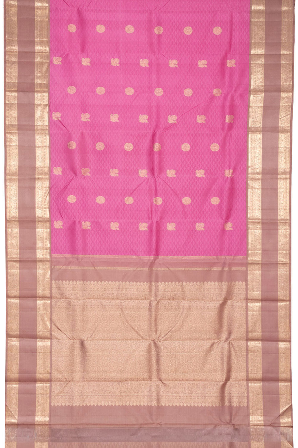 Pink Handloom Jacquard Korvai Kanjivaram Silk Saree 10069194