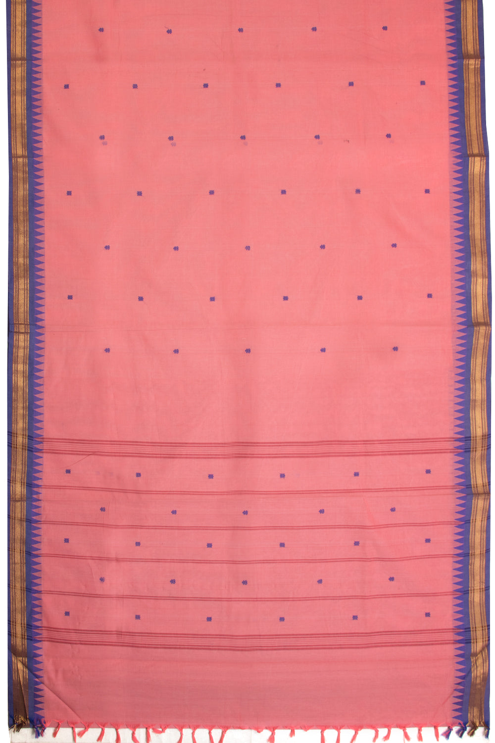 Peach Handwoven Kanchi Cotton Saree 10069342 - Avishya