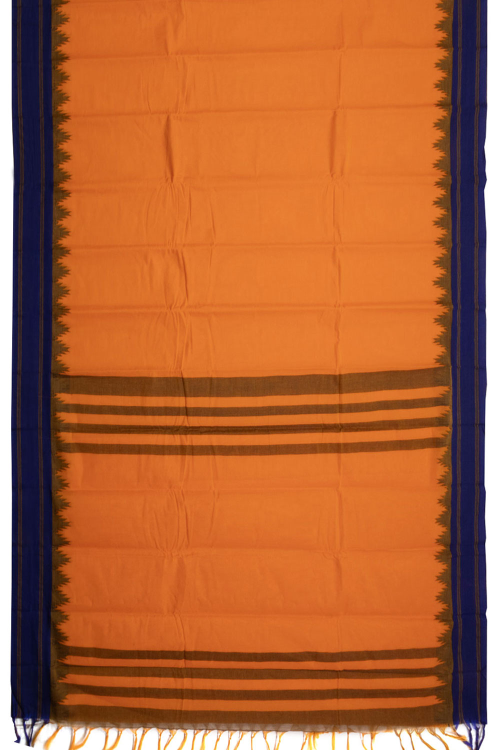 Dutch Orange Handloom Kanchi Cotton Saree 10069395 - Avishya