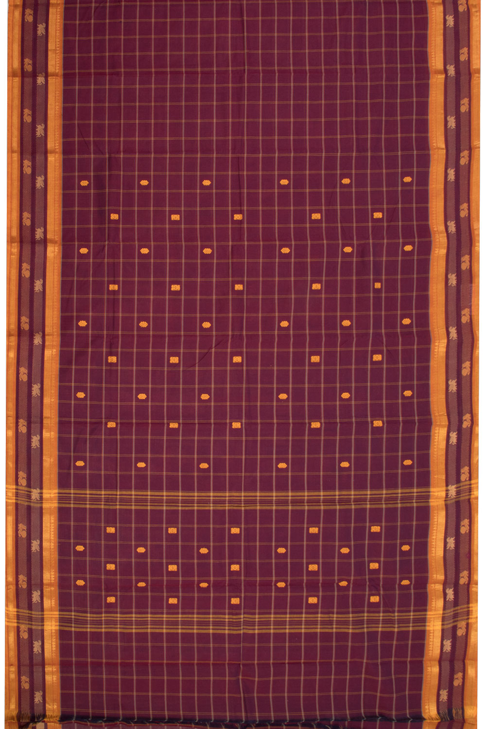 Burgundy Handloom Chettinad Cotton Saree 10070007 - Avishya