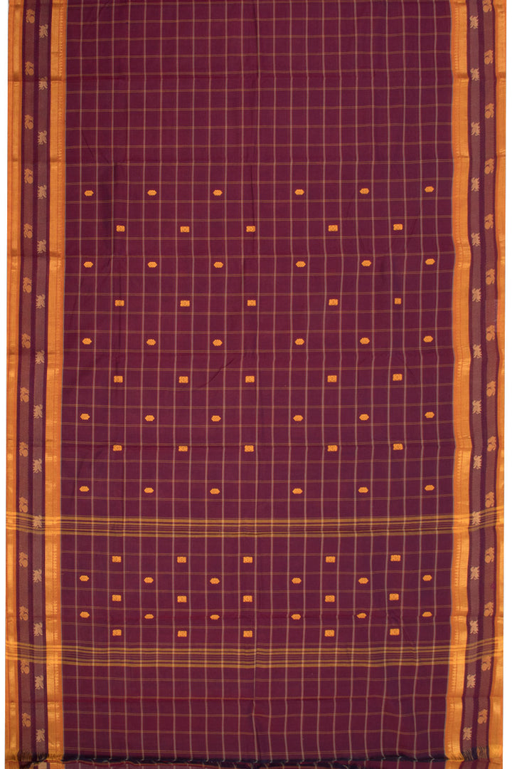 Burgundy Handloom Chettinad Cotton Saree 10070007 - Avishya