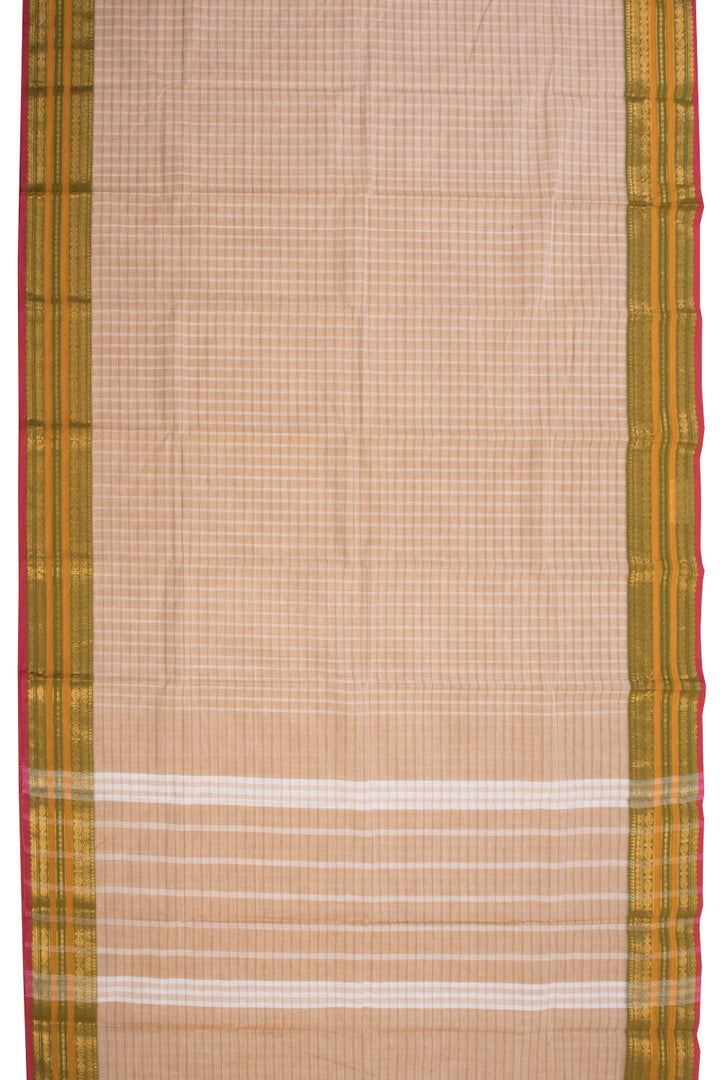 Beige Handloom Chettinad Cotton Saree 10070035 - Avishya